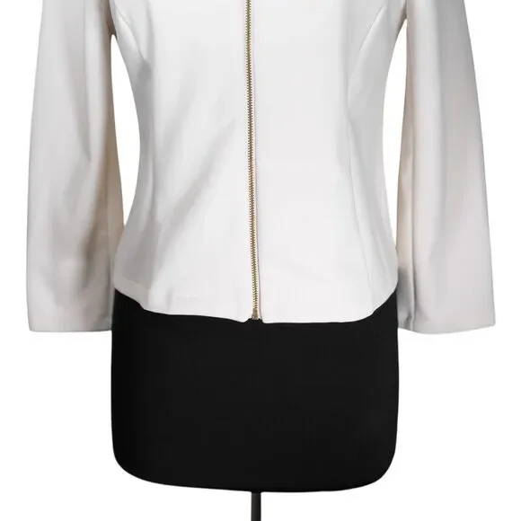 Saint + Sofia Women's Florence Jacket Cream Organic Cotton Blend Full Zip 10 NWT - Picture 7 of 9